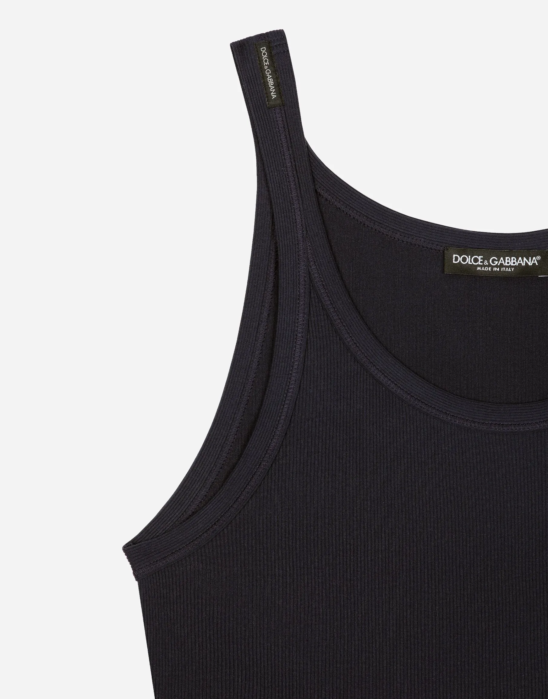 Slim-fit fine-rib singlet