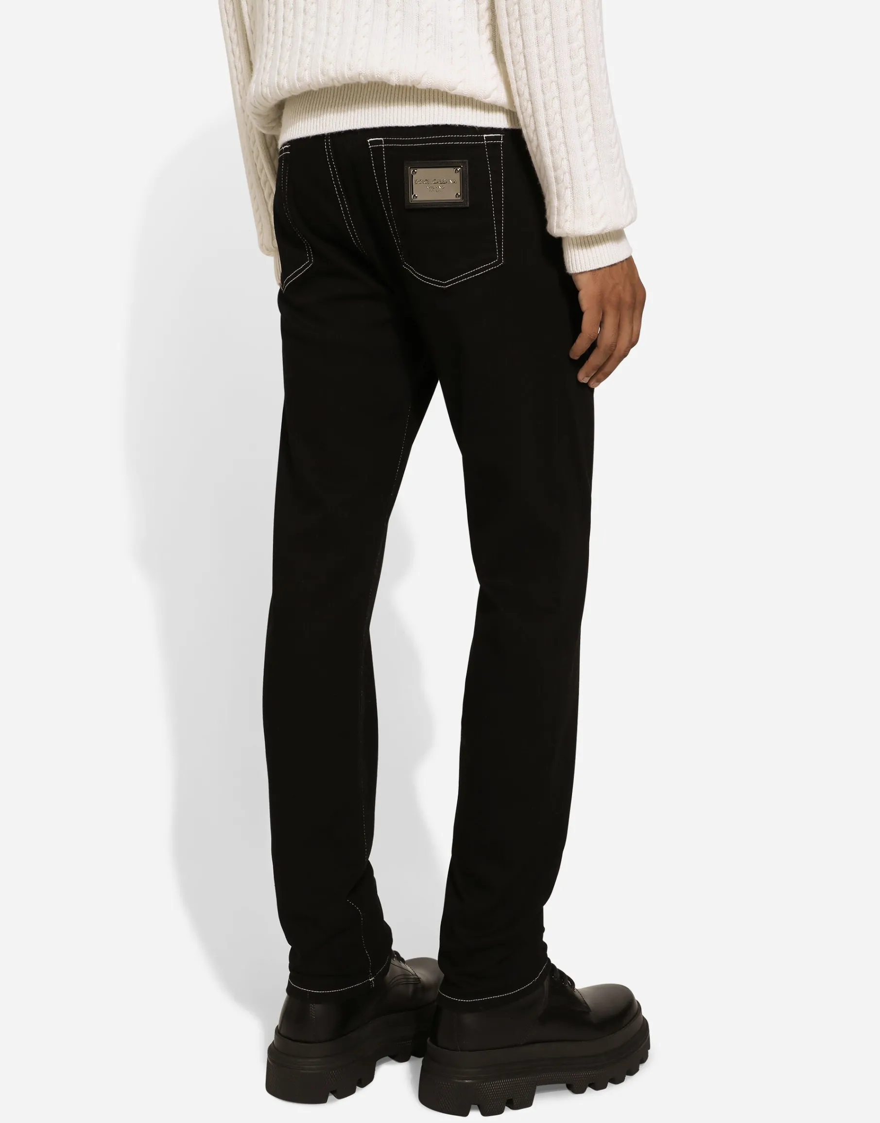 Slim-fit stretch black denim jeans