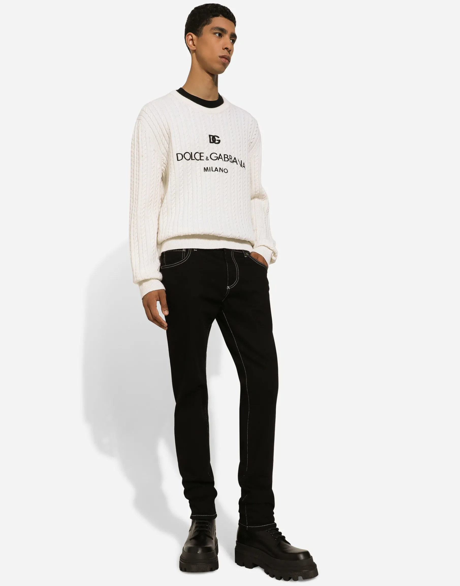 Slim-fit stretch black denim jeans