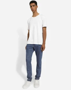 Slim-fit stretch blue denim jeans