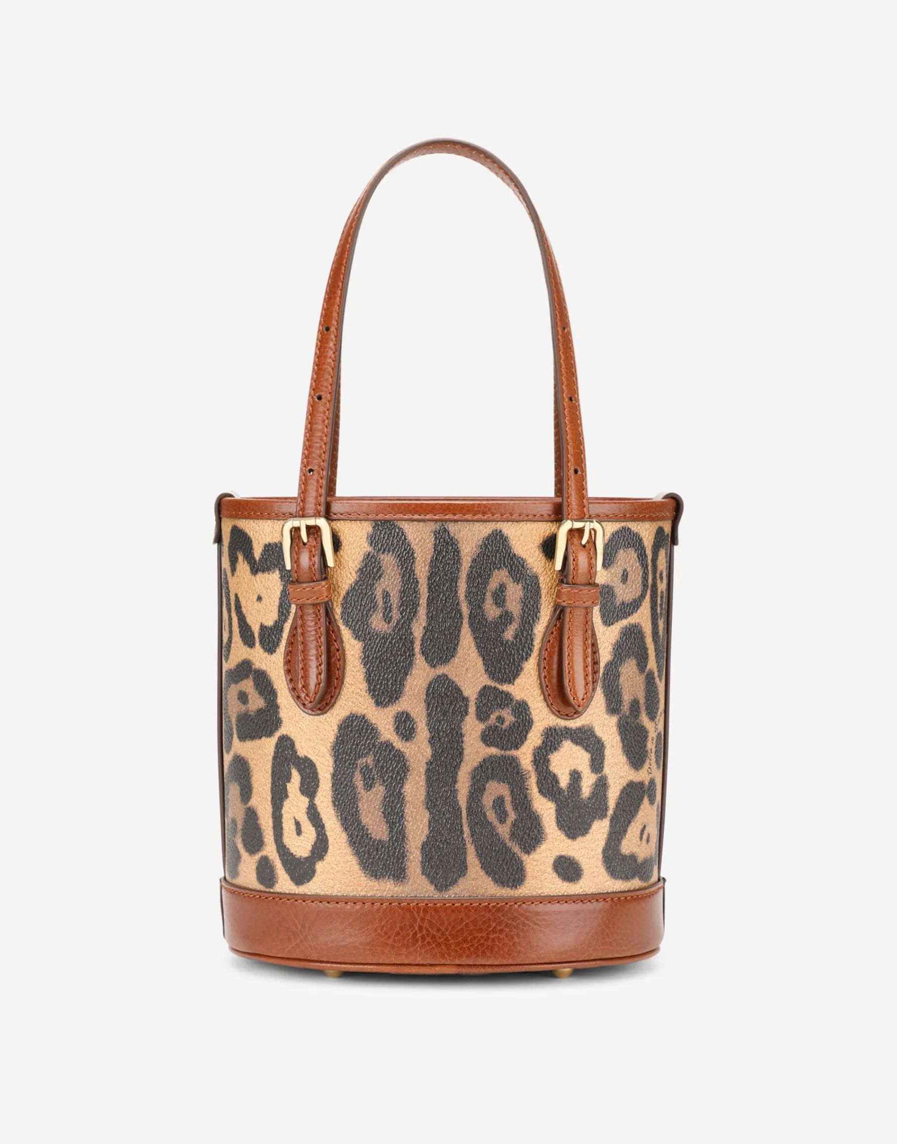 Small bucket bag in leopard-print Crespo with branded plate