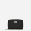 Small calfskin zip-around wallet with logo tag