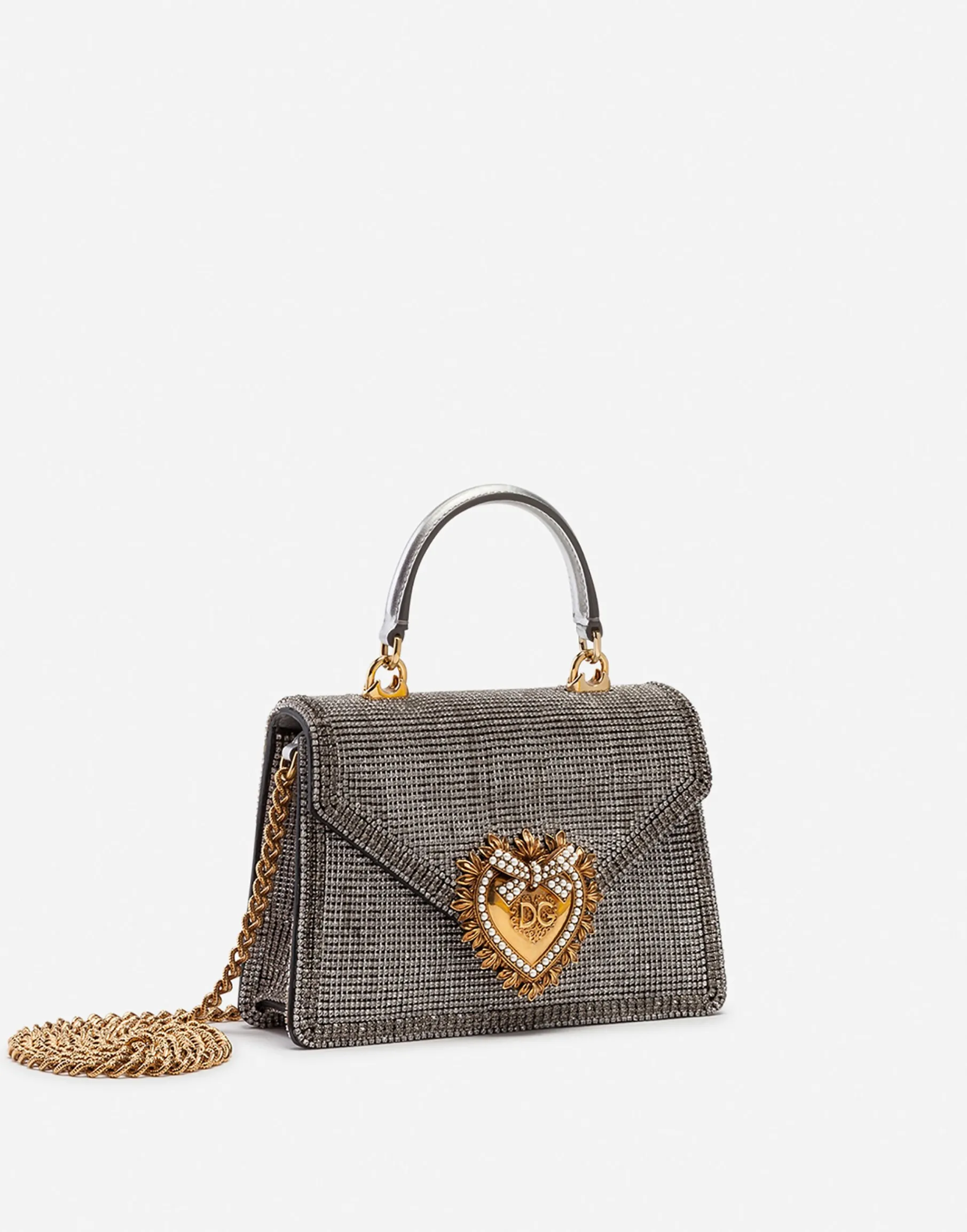 Small Devotion bag in mordore nappa leather with rhinestone detailing
