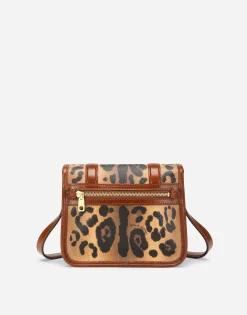 Small messenger bag in leopard-print Crespo with branded plate