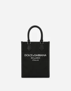 Small nylon bag with rubberized logo
