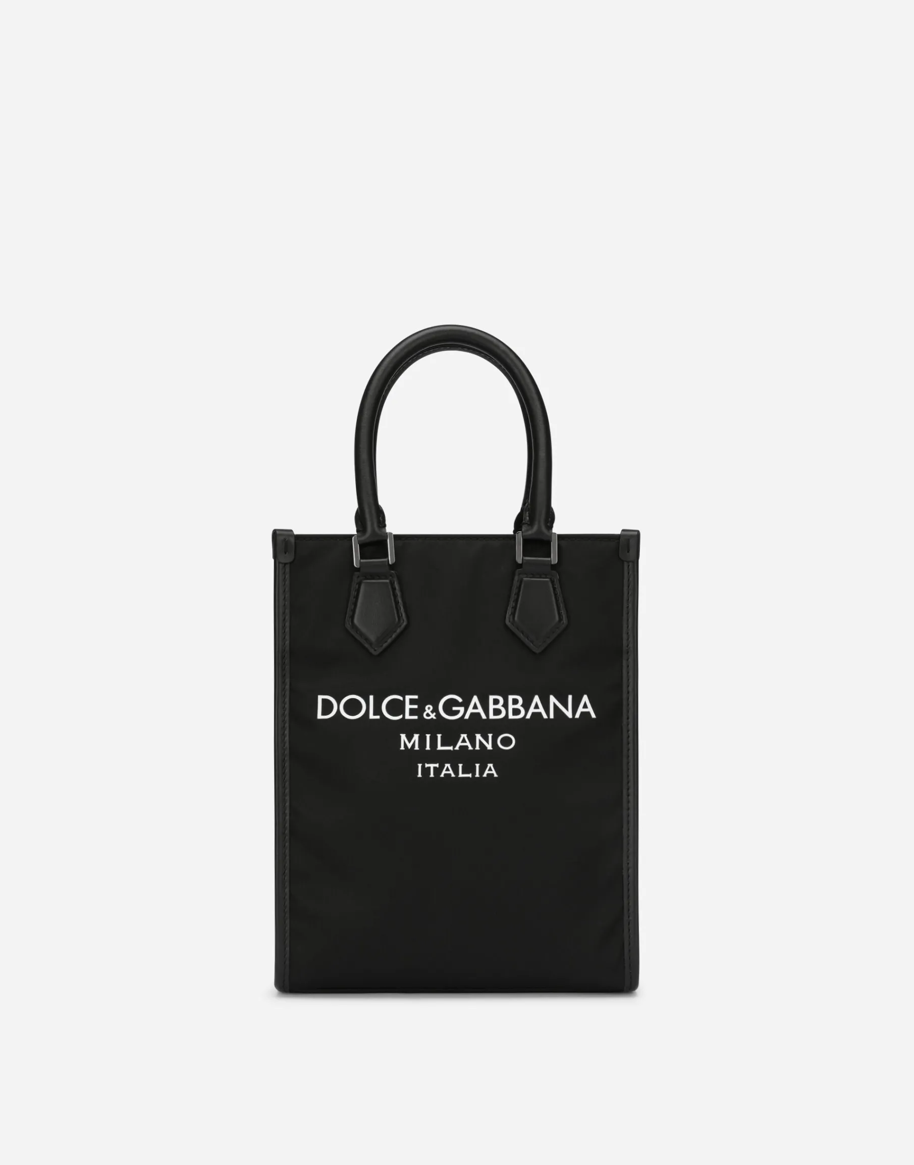 Small nylon bag with rubberized logo