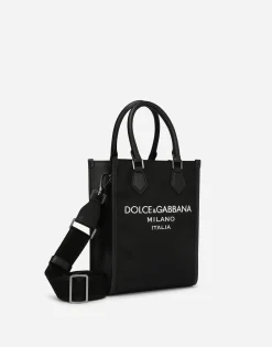 Small nylon bag with rubberized logo