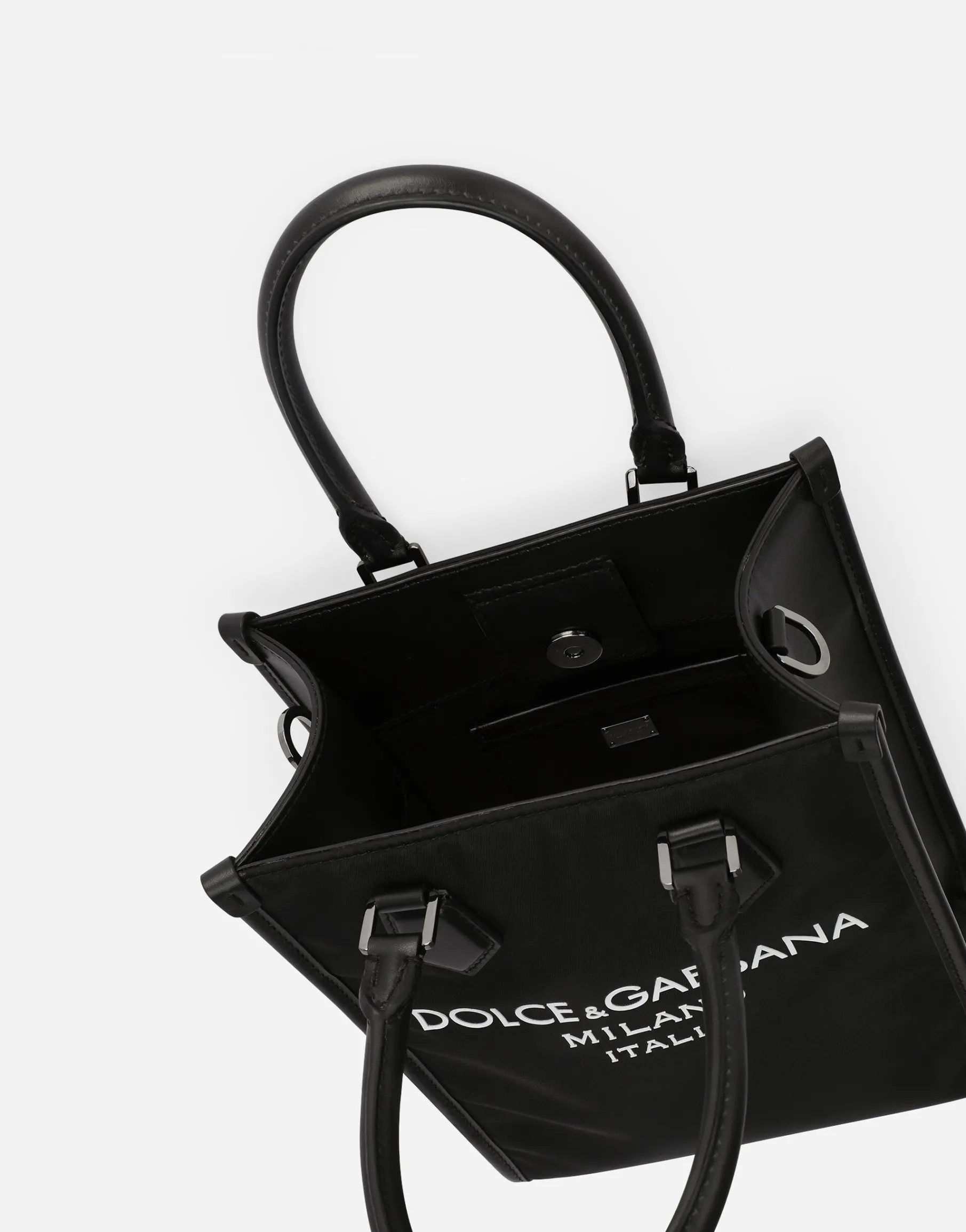 Small nylon bag with rubberized logo