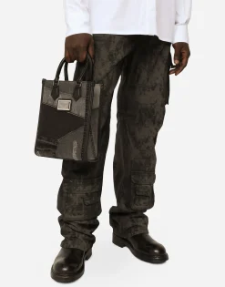 Small patchwork denim shopper