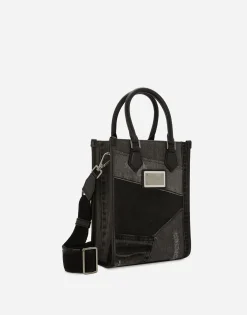 Small patchwork denim shopper