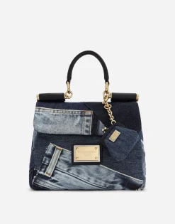 Small patchwork denim Sicily soft bag