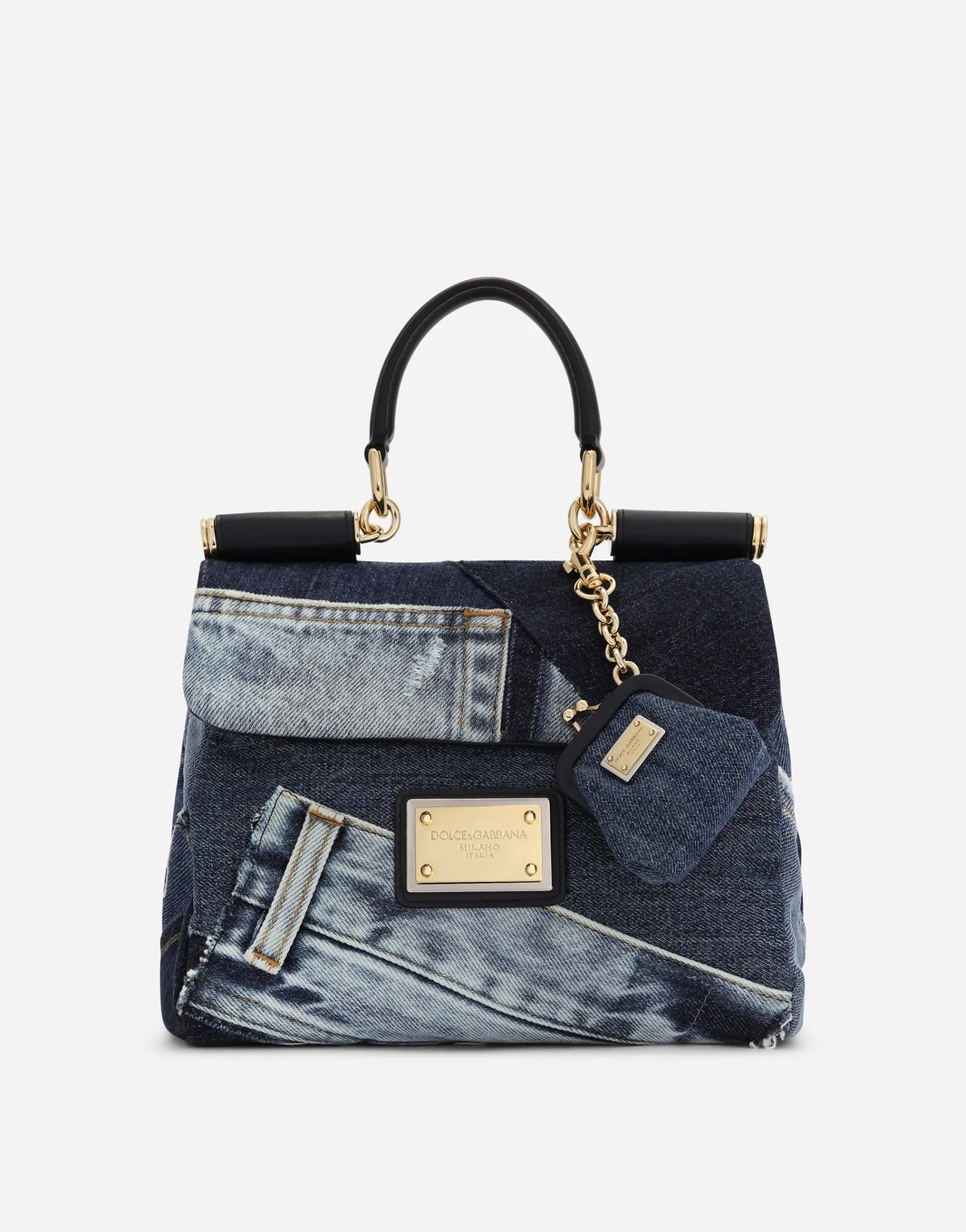 Small patchwork denim Sicily soft bag