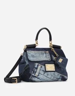 Small patchwork denim Sicily soft bag