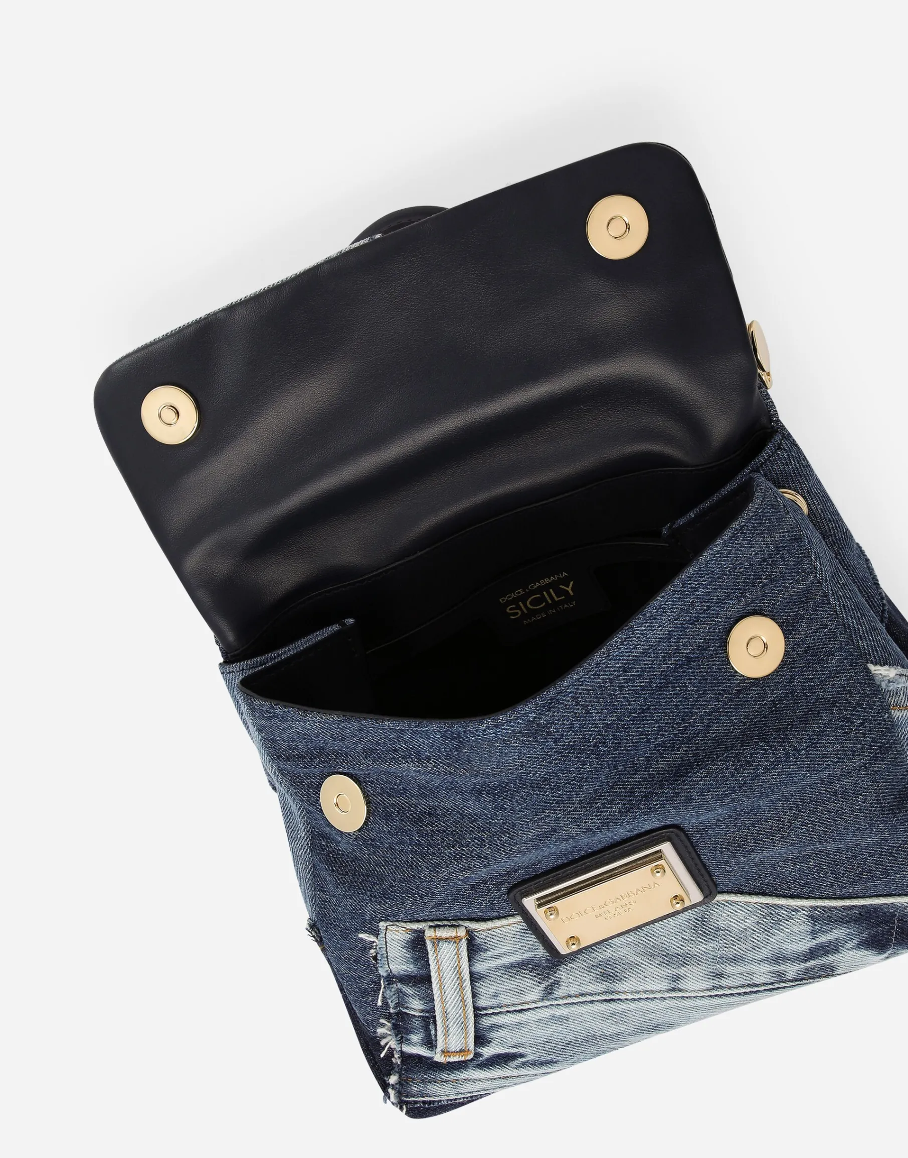 Small patchwork denim Sicily soft bag
