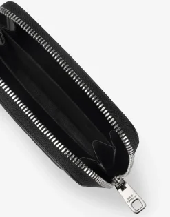 Small zip-around wallet in calfskin with raised logo