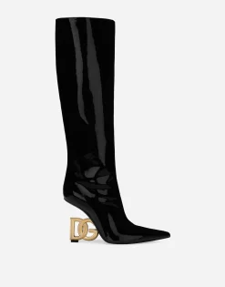 Soft patent leather boots
