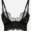Soft-cup satin bralette with lace detailing