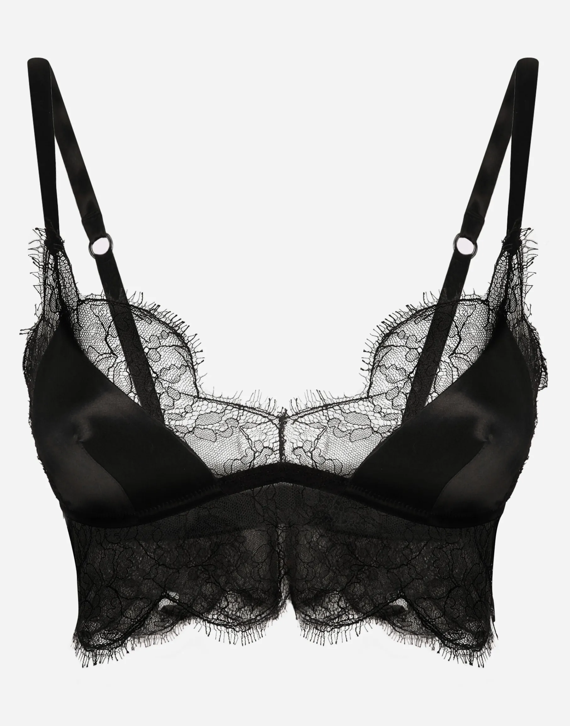 Soft-cup satin bralette with lace detailing
