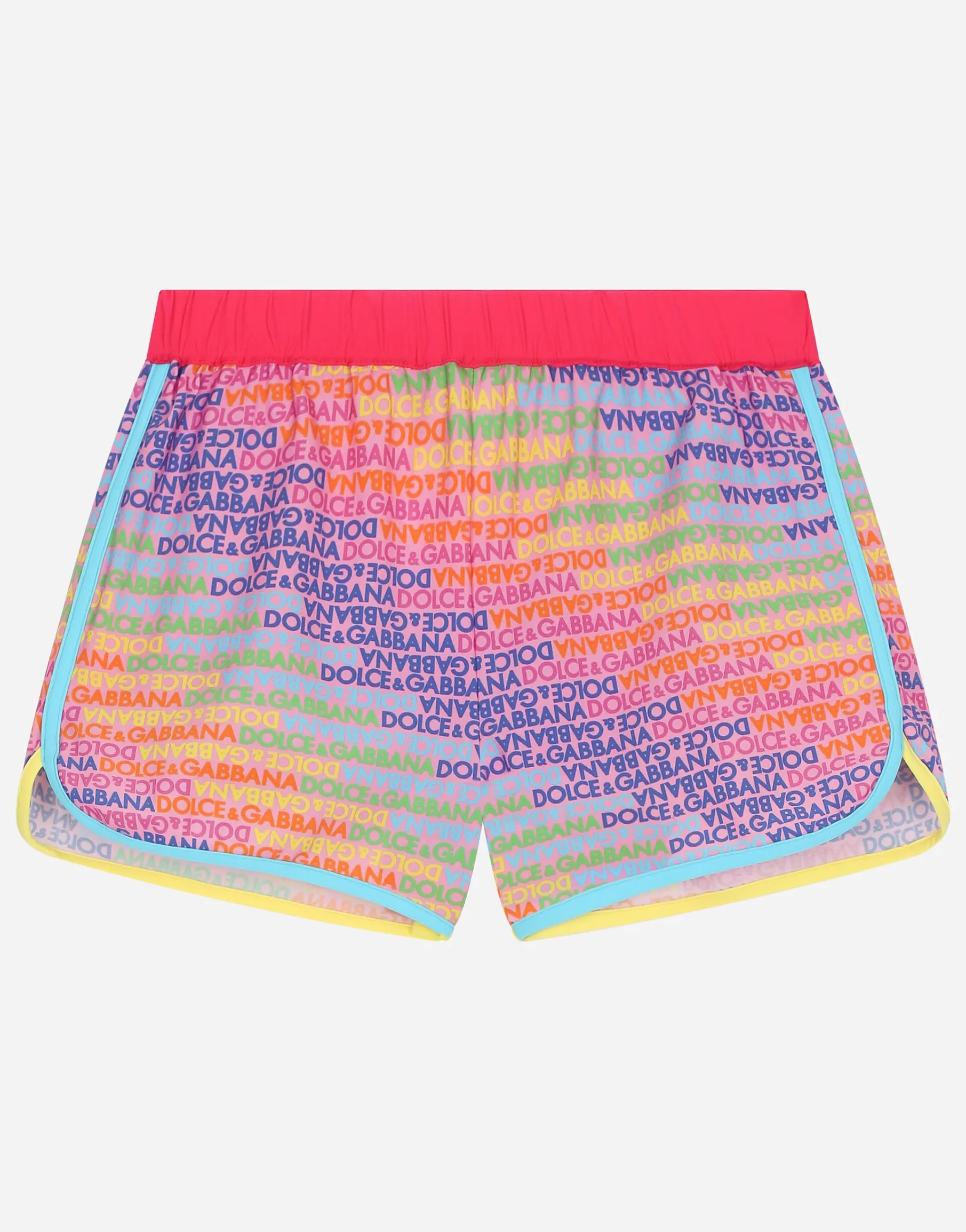 Spandex swim shorts with all-over logo print