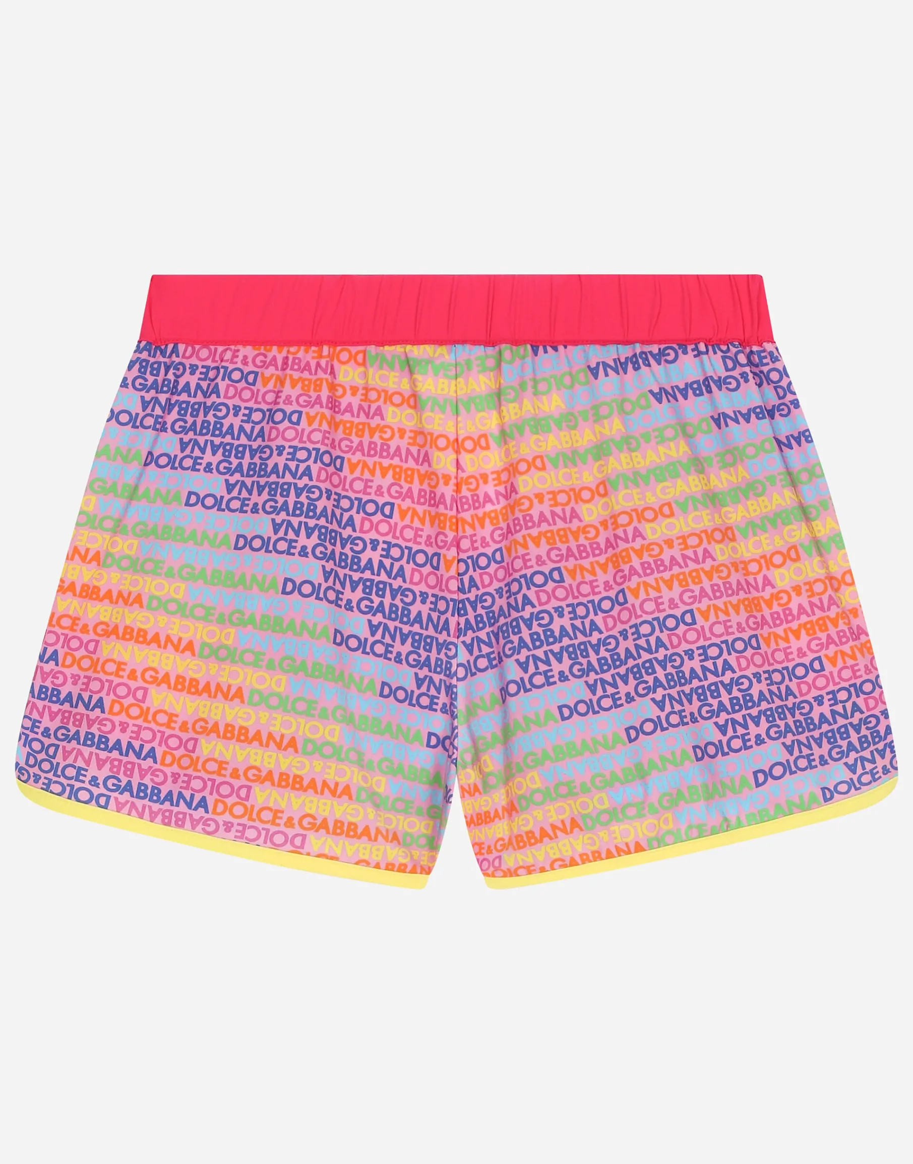 Spandex swim shorts with all-over logo print