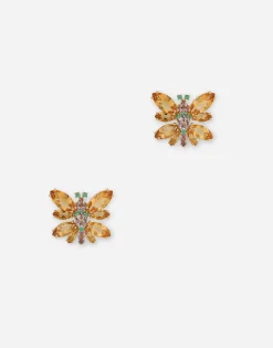 Spring earrings in yellow 18kt gold with citrine butterflies