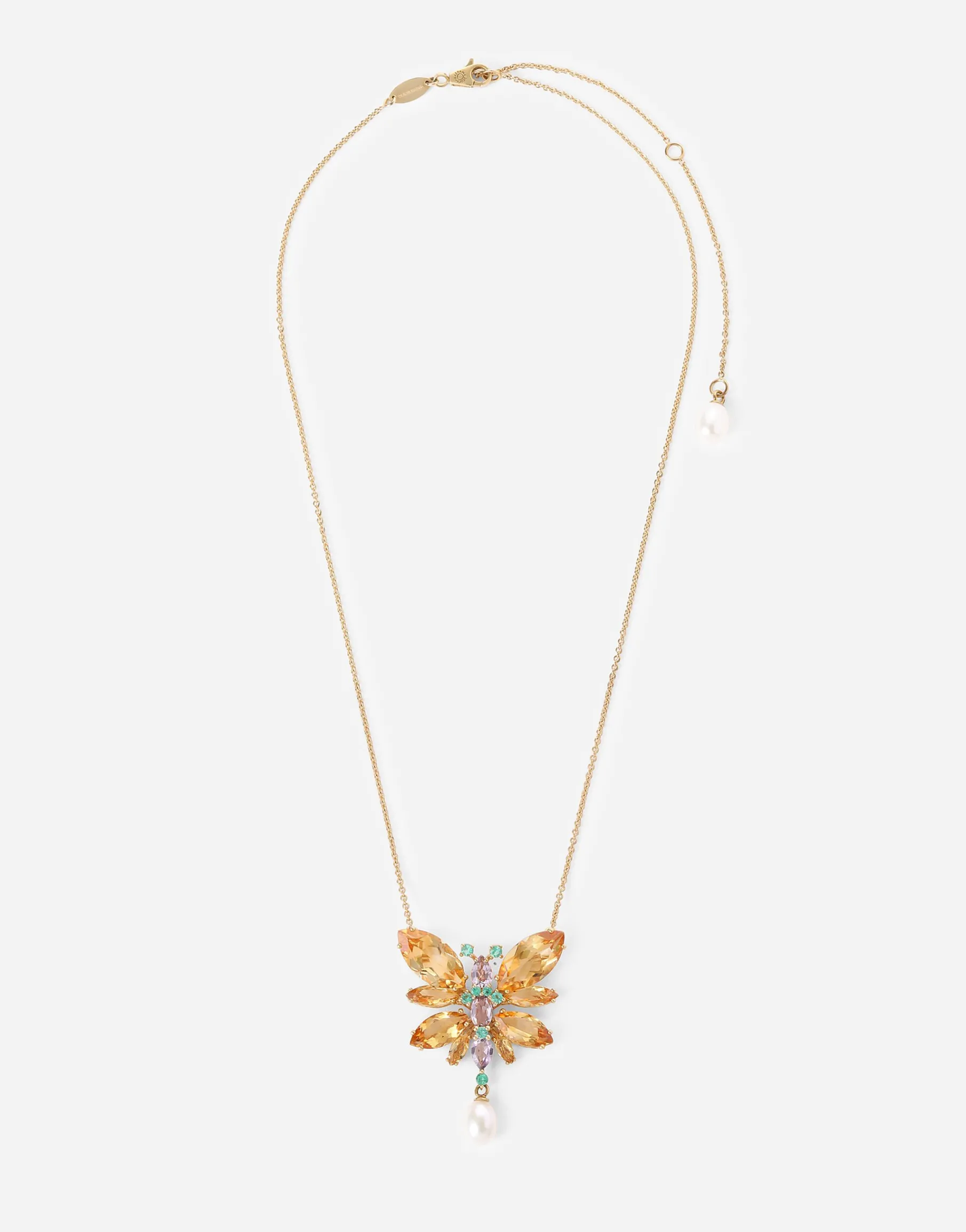 Spring necklace in yellow 18kt gold with citrine butterfly