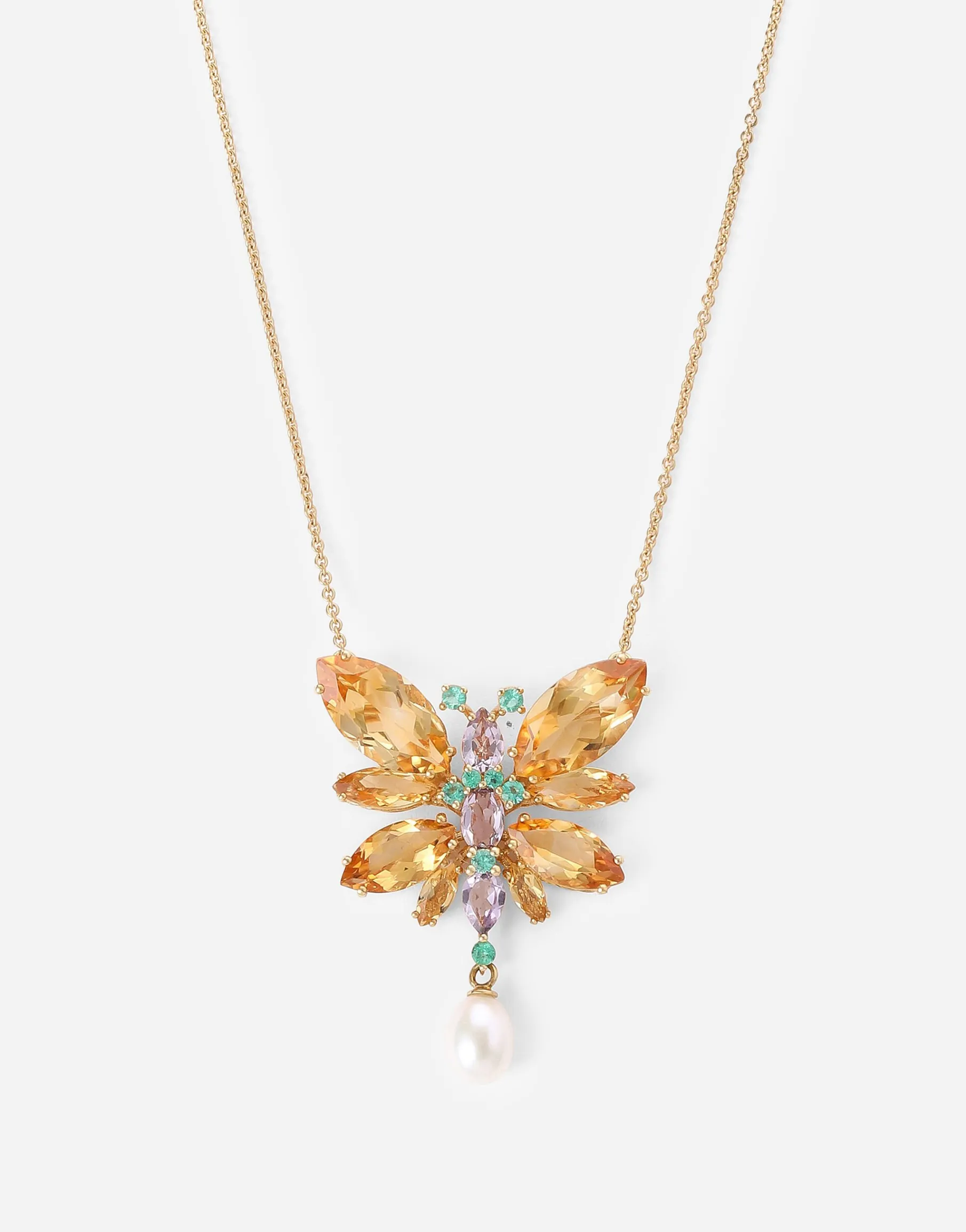 Spring necklace in yellow 18kt gold with citrine butterfly