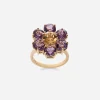 Spring ring in yellow 18kt gold with amethyst floral motif