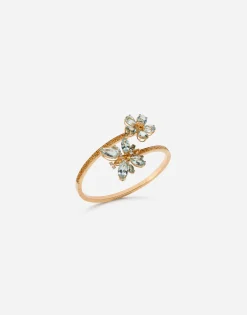 Spring yellow gold bracelet with butterfly-shaped settings and floral decoration
