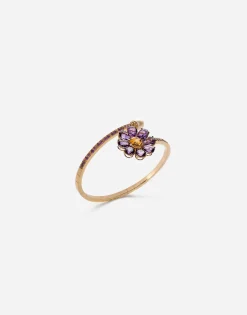 Spring yellow gold bracelet with floral decoration