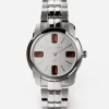 Steel and rhodolite watch
