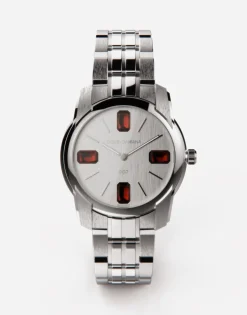 Steel and rhodolite watch