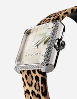 Steel watch with diamonds