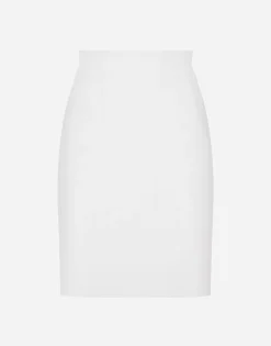 Straight-cut wool midi skirt