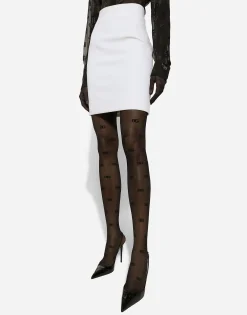 Straight-cut wool midi skirt