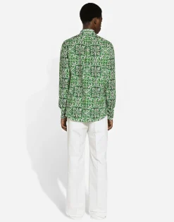 Straight-leg cotton gabardine pants