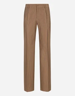 Straight-leg pinstripe pants