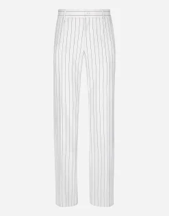 Straight-leg pinstripe pants