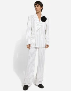Straight-leg pinstripe pants