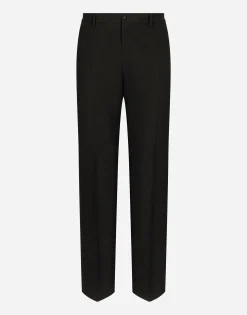 Straight-leg wool pants