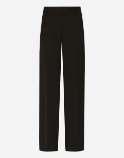 Straight-leg wool pants