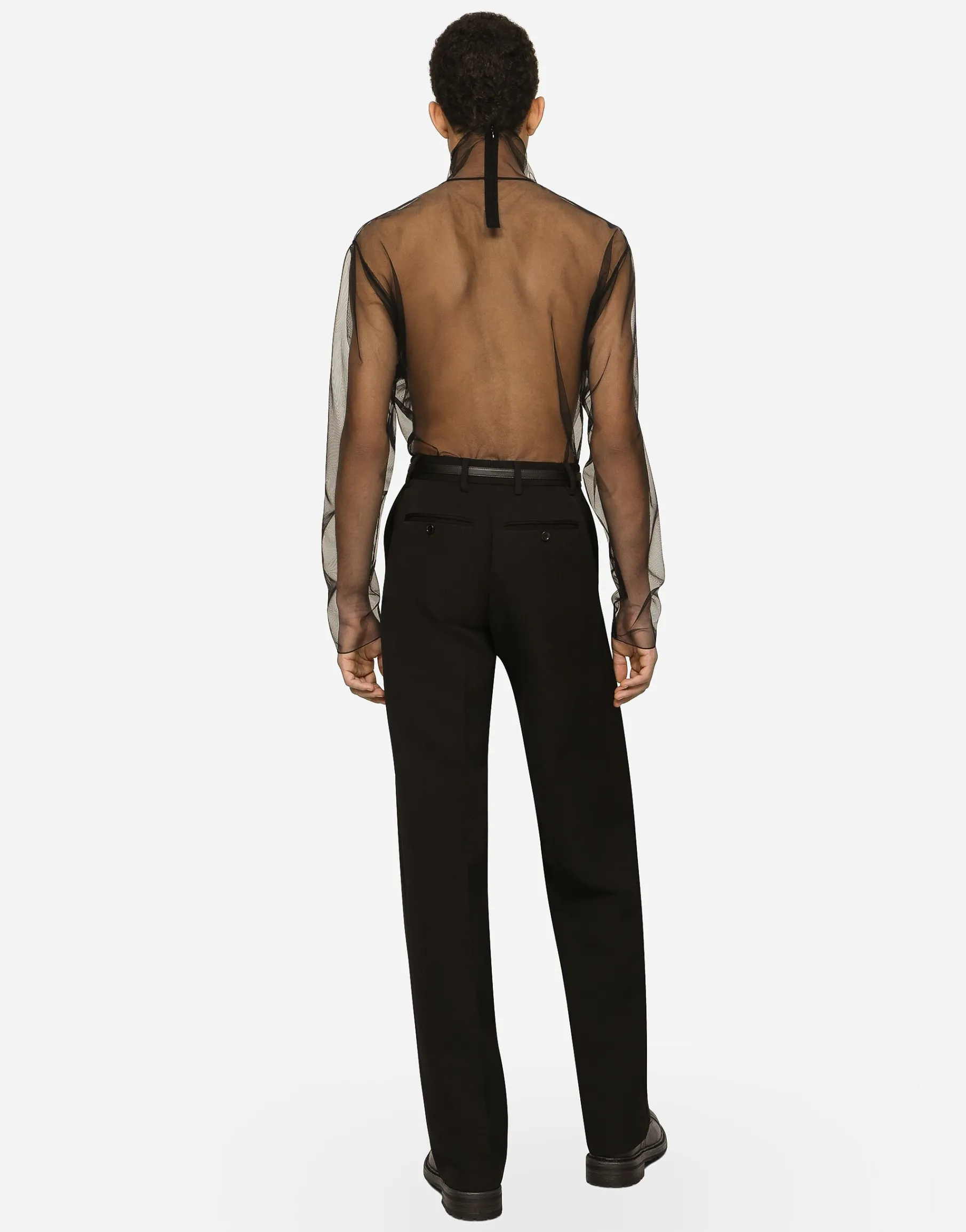 Straight-leg wool pants