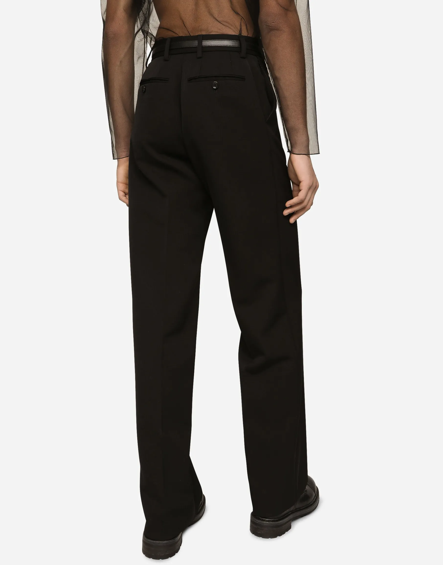 Straight-leg wool pants