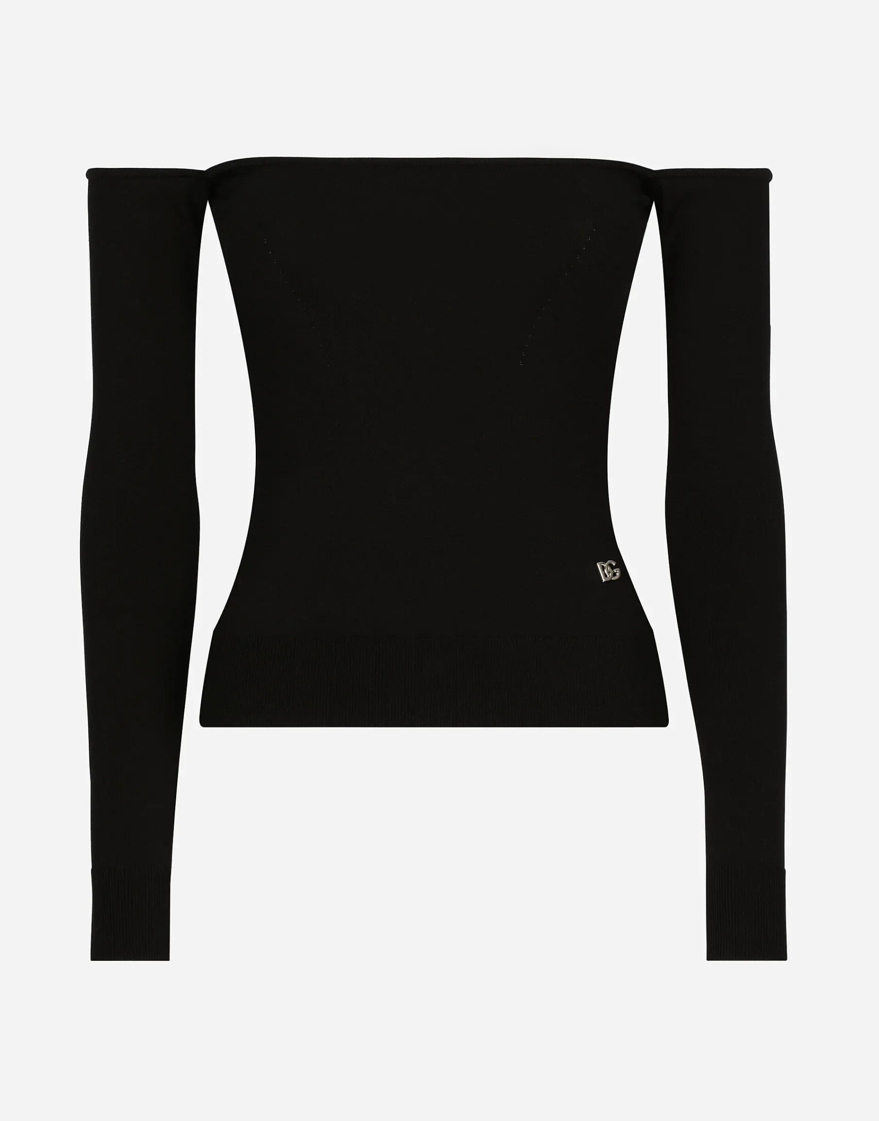 Strapless viscose sweater with muffs