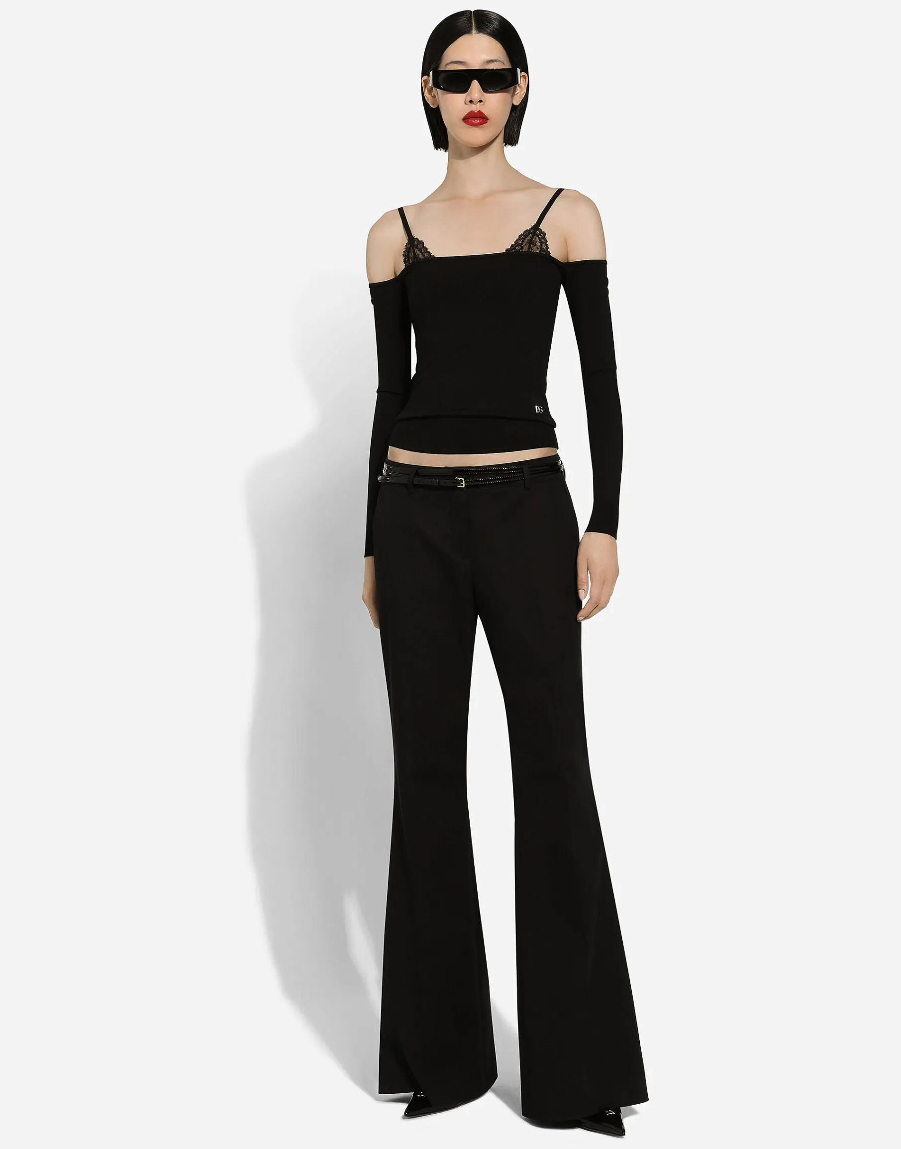 Strapless viscose sweater with muffs