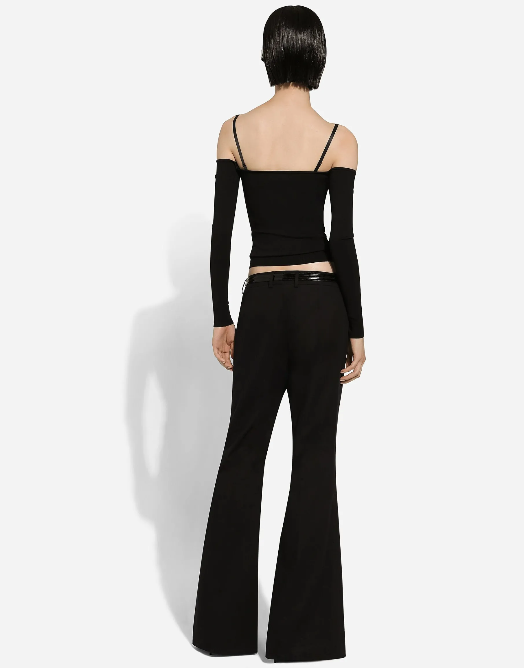Strapless viscose sweater with muffs