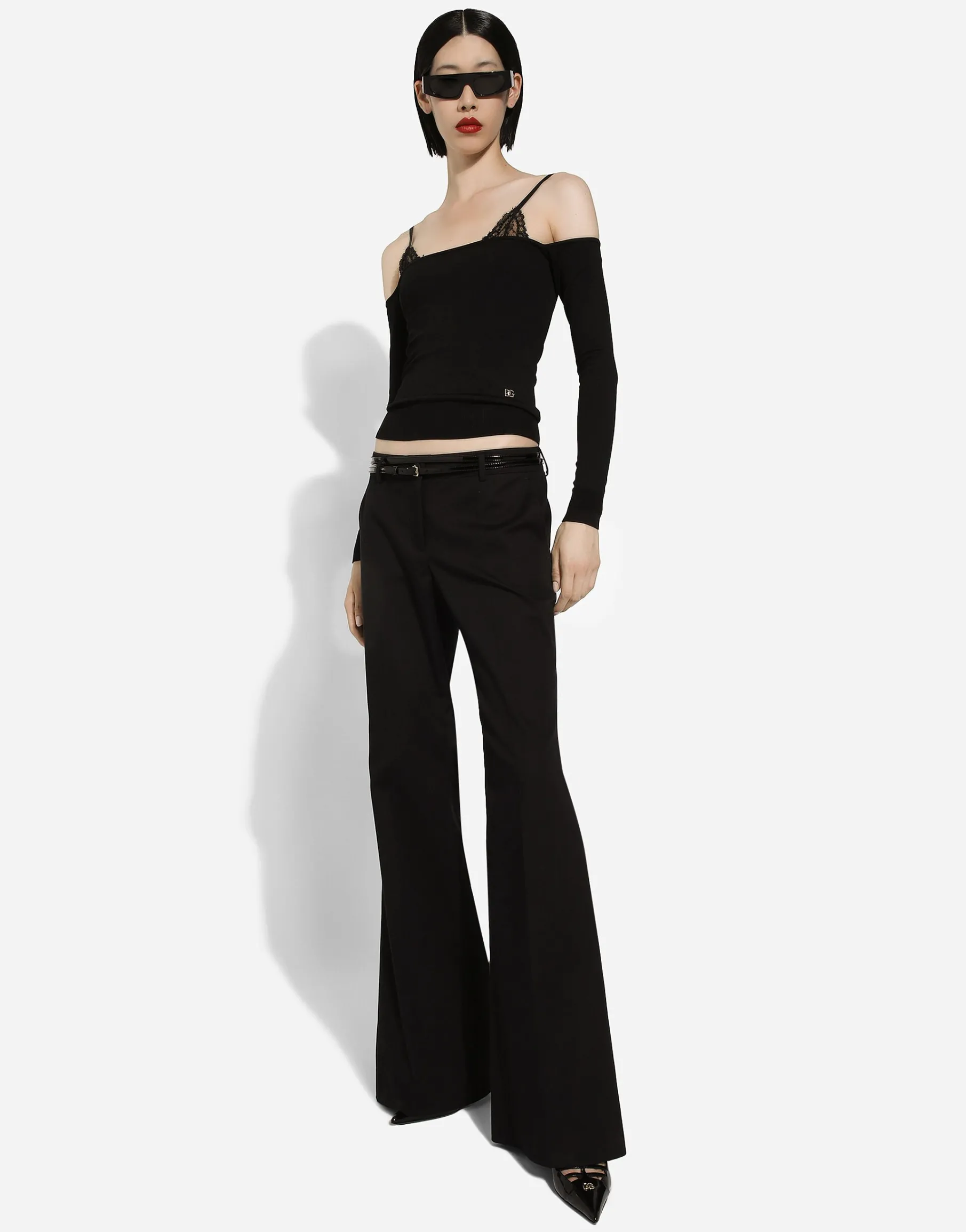 Strapless viscose sweater with muffs