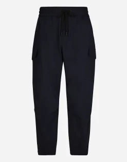 Stretch cotton cargo pants with tag