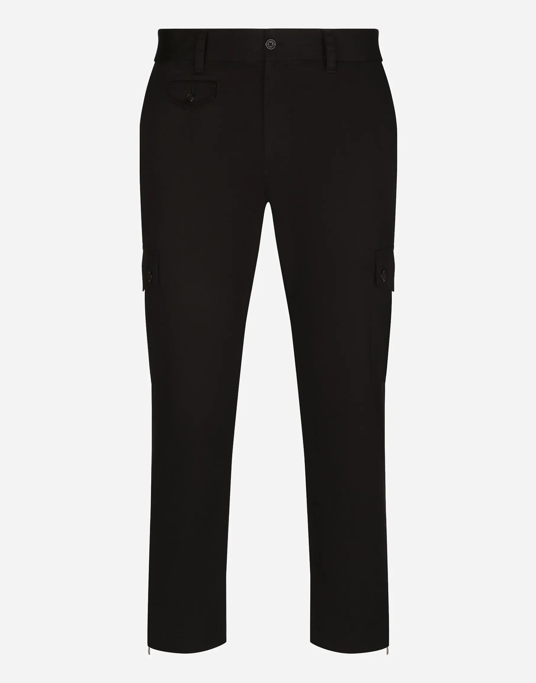 Stretch cotton cargo pants with branded tag