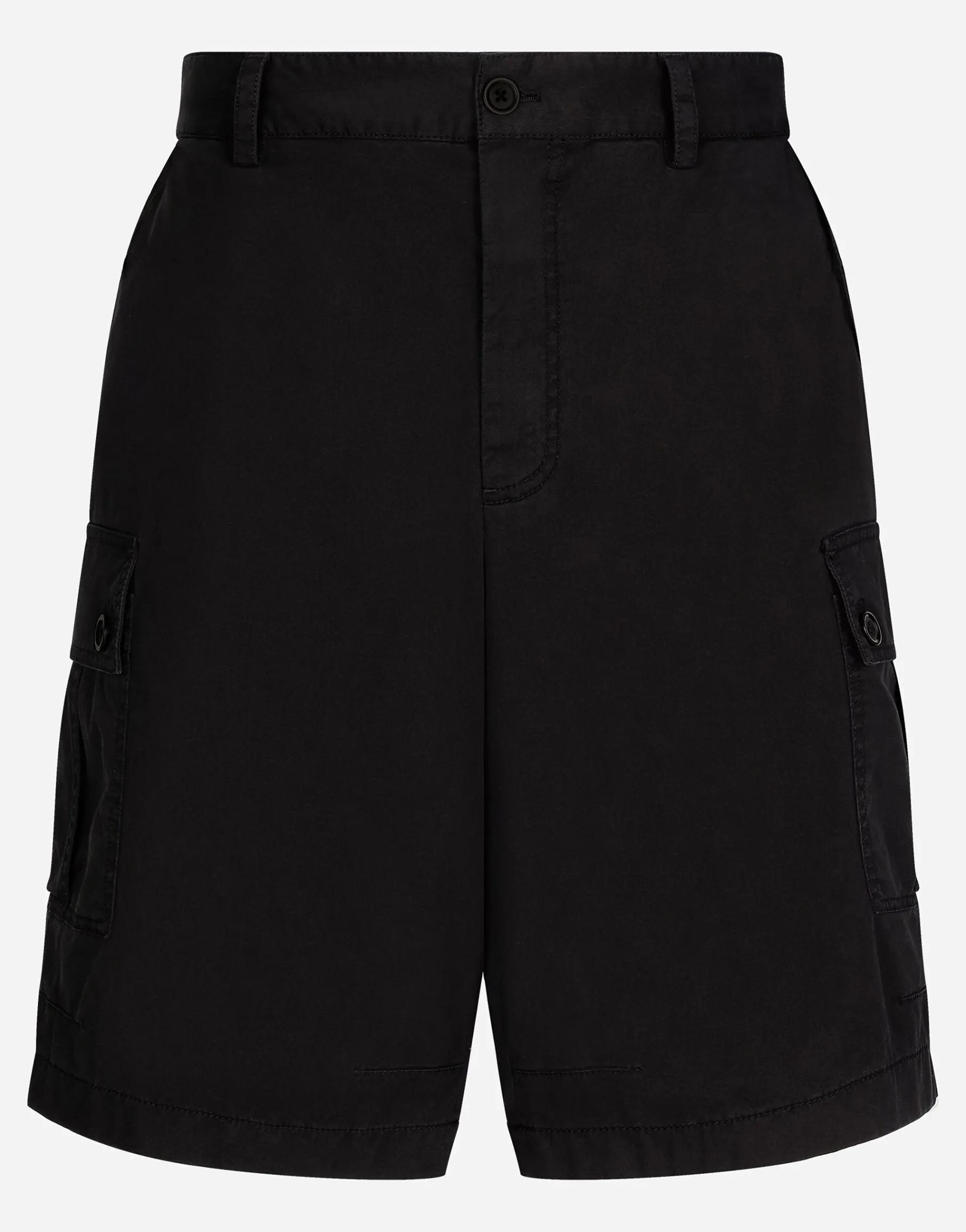 Stretch cotton cargo pants with brand plate